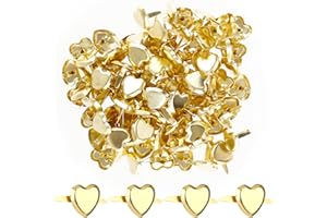 BREMOROU 100 unidades mini bradillos en forma de corazón con patrón de corazón clips de patrón de metal para scrapbooking brads clips de cierre para escuela, oficina, papel, cartas, manualidades, manualidades