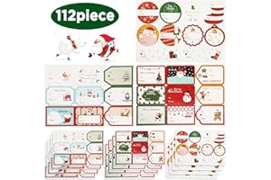 Hianjoo Pegatinas Navideñas Etiquetas, 112 Piezas 28 Estilos Etiquetas de Regalo Pegatinas Etiquetas Autoadhesivas Etiquetas de Nombre de Navidad Presenta Etiquetas para Regalos Festival Cumpleaños