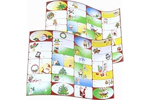 OXYN Kit Bigliettini Biglietti Adesivi Ovale Rettangolo Quadrato Varie Forme Fantasie Idea di Auguri Etichette Decorazione Rotolo Tag Natalizi Attaccare per Regali di Natale Chiudi Pacco (60 Pezzi)