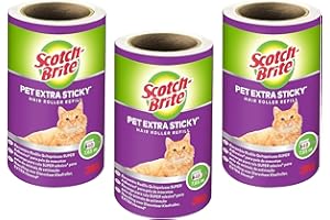 SCOTCH-BRITE Scotch Brite Recharge pour Rouleau Super Adhésive pour Poils d'animaux, 3 Rouleaux, 48 Feuilles par Rouleau, 144 Feuilles au Total, Blanc