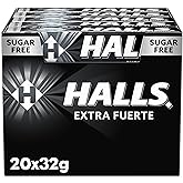Halls Extra Strong, Sugar-Free Caramel, Box of 20 Sticks of 32g | Sugar-free candies with extra strong flavor and refreshing