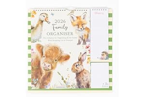 EVELAY Calendrier familial 2026 à 5 colonnes, organiseur mural, liste de courses et bloc-notes