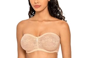 Dobreva Biustonosz damski bez ramiączek z fiszbinami z koronki Dirndl Bandeau z przezroczystymi ramiączkami