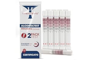 TRENTEVO 10x Alcol Test USA e Getta Certificato Portatile e Affidabile - Etilometro Monouso Tascabile - Test Alcolemico Fai da Te