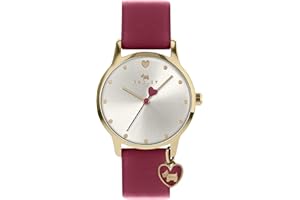 RADLEY Heart Dial Ladies Claret Leather Strap Heart Charm Watch RY2920A
