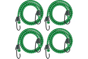 RIO DIRECT Elastic Bungee Cords with Hooks, 4 Pack Heavy Duty Bungee Rope Tensioning Rope Lashing Straps, Tie Down Straps for Caravan Camping RVs Trunks Luggage Racks - 40inch/100cm
