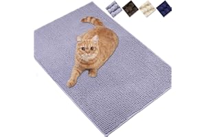 VIVAGLORY Soft Cat Litter Box Mat, Extra Large Litter Trapping Mat for Indoor Cat, Machine Washable Cat Kitty Litter Tray with No-slip and Waterproof, 90 × 64cm, Grey