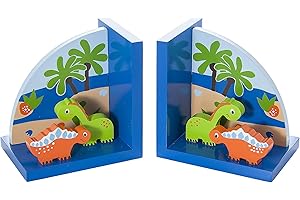 Mousehouse Gifts Wooden Blue Dinosaur Bookends (2), Engineered Wood, 20x9x20 cm, 36+ Months Safe, Set of 2