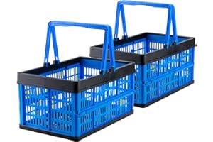 Grizzly kleine Klappbox faltbar mit Henkel, 2er Set, blau, je 16 L, Faltbox nutzbar als klappbarer Einkaufskorb und Kofferraum Organizer
