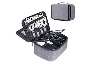 ‎BERTASCHE BERTASCHE Cable Bags Large Cable Bag for Travel Work Uni Electronics Accessories Bag, grey / blue, [Business"]