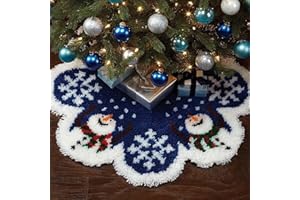 LDFHOIN Knüpfhaken Set Weihnachtsbaumdecke Knüpfteppich DIY Rund Tapisserie Teppich Zum Selber Knüpfen Kreuzstich-Set Für Erwachsene Handwerk Geschenke Weihnachten Dekorationen 100cm