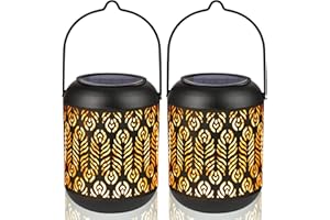 LeiDrail Solar Lantern Metal Christmas Decorations LED Solar Lights for Garden Ornaments Outdoor Hanging Solar Lights Waterproof for Garden Lawn Patio Yard Porch -2 Pack