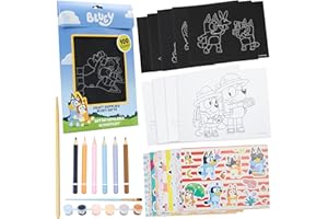 Bluey Kit Manualidades Niños, Creative Set con Hojas para Colorear, Lápices de Colores, Pegatinas, Pinturas, Scrapbooking Materiales, Regalo Niños (Multi 4-in-1 Set)