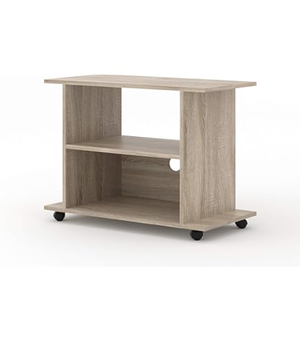 TV-Schrank Mit Rollen 80x40x45cm - Betongrau Wohnzimmer Regal Mit 4 Fächern