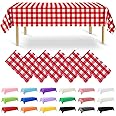 NACHLYNN Confezione da 6 tovaglie in plastica usa e getta, 137 x 274 cm, a quadretti rossi