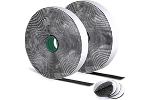 MOSOTECH Scratch Autocollant, 2 x 8 m Shearable Bande Agrippantes Hook Loop Rubans Adhésives, avec extra 4 Paires Scratch Autocollant Rond, Noir