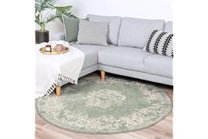 ‎FRAAI | HOME & LIVING FRAAI | Home & Living Teppich Vintage Rund - Wonder Grün - Polypropylen - Kurzflor - Vintage - Orientalisch - Wohnzimmer, Esszimmer, Schlafzimmer - Carpet