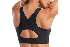 CRZ YOGA Women's Flex Sculpt Sports Bra High Impact Padded Wireless Running Bra Racerback U Neck Yoga Bras Workout Crop Top