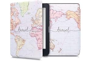 kwmobile Custodia eReader Compatibile con Kobo Nia Cover - eBook Reader Flip Case - nero/multicolore - Mappa del mondo