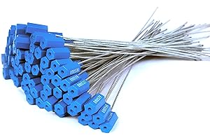 WUBAO(R) Pull Tight Wire Seals Numbered Cable Tag Adjustable Length Secure Tamper Proof Steel Label for Truck Tank Transportation (1000piece X Blue)