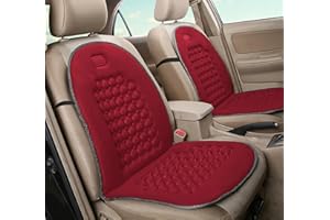 Auto Accessori Lupex - Coppia di schienali universali, kit da 2 pezzi, colore Rosso, coprisedili anteriori, per sedili auto, furgone e sedia ufficio, poliestere, con 92 sfere massaggianti