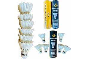ESTHELAR SELECT Set 6 Pelotas Bádminton Pluma Natural – Volantes Profesionales Resistentes Interior y Exterior – para Niños y Adultos – Pack Entrenamiento Casa Playa Recreativo