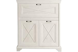 FORTE Kashmir Barkommode mit 2 Türen und 1 Klappe, Holzwerkstoff, Pinie weiß, B x T x T: 123 x 143,3 x 48,2 cm