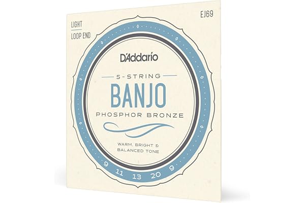 D'Addario EJ69 Jeu de cordes en Phosphor Bronze pour Banjo 5 cordes 9-20 Light