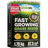Grassias Fast Growing Grass Seed – 1.70KG Premium Quality Lawn Seed for Overseeding & New Lawns – Hard Wearing & Pet Friendly