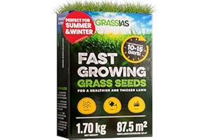 Grassias Fast Growing Grass Seed – 1.70KG Premium Quality Lawn Seed for Overseeding & New Lawns – Hard Wearing & Pet Friendly