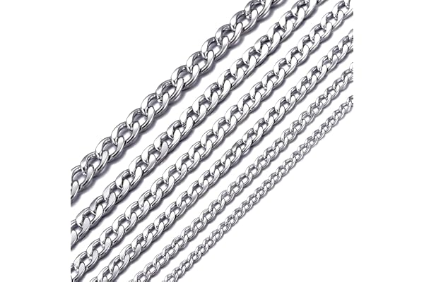 MASADA Collier en Acier Inoxydable pour Homme de Fine à Massive gourmette Large Argent et Or