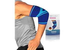 bonmedico Coudière Tendinite Farko - Manchon de Compression Bras, Support Coude Unisexe, Coudière de Maintien Gauche/Droite, Bleu L