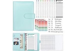 KIHONI Binder Budget Planner - Organizer per soldi con 12 tasche per rilegatura, 12 fogli di budget in tedesco, per etichette, per viaggi, diario e regalo