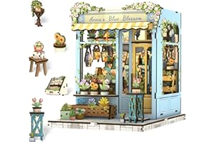 Cutefun Zestaw do samodzielnego wykonania, miniaturowy zestaw domków dla dorosłych, drewniane puzzle 3D, mini zestaw do budowy domu z diodami LED, zestaw do domku dla lalek, wkładka na książki