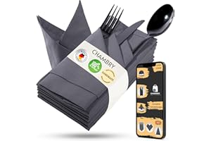 ‎CHAMBRY MADE IN GERMANY chambry 6 Stoffservietten 100% antibakterielle Bio-Baumwolle 40x40cm Anthrazit inkl. Faltanleitung als E-Book Farbe wählbar (Hand-) Made in Germany elegant robust für Geburtstag Hochzeit