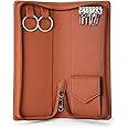essart PU Leather Key Case Pouch Wallet Keychain Key pouch holder Men & Women Key Pouch Holder, Bank Locker Key Pouch with 6 Hooks Zipper Closure (Brown)(Pack of 1)
