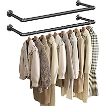 Kledingrek 100 Cm Industriële Buizen Metalen Garderobestang Wandmontage Afneembaar Zwart Hal 30 Kg Belastbaar