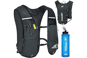 ONETOALL Chaleco Running Hombre Mujer, Ligero Mochila Hidratacion Trail Running, Mochila Running, Chaleco para Correr con Bolsa Agua 2L o Botella 500ml, Silbato y Reflectante para Correr Senderismo