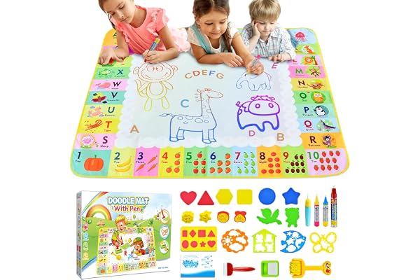 Cadeau Enfant 1-3 Ans - Tapis Dessin Eau Jouet Bebe 1 2 3 Ans, Jouets Educatifs pour Enfants Coloriage Géant Tapis de Peinture Cadeau pour Garcons Filles