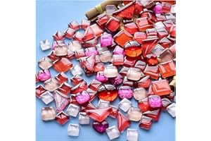 Lot de 200 g de mosaïque en cristal de différentes couleurs, petites mosaïques pour loisirs créatifs et enfants - Pour la salle de bain, la cuisine, la maison - série rouge