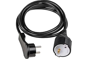 as - Schwabe alargador de Cables 2 m H05VV-F 3G1,5 con Enchufe Plano - Cable de extensión 230 V / 16 A / 3.500 W - Conector Plano - protección contra cuerpos extraños IP20 - Negro, 50212