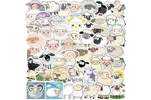 AUCEKO 50 Stück Kleines Schaf Aufkleber Pack Lamb Sticker Set Wasserdichte Vinyl Sticker für Laptop Kinder Autos Motorrad Fahrrad Skateboard Gepäck Koffer Computer Aufkleber Graffiti Decal
