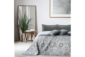 ‎DECOKING DecoKing 77191 Tagesdecke 170 x 210 cm stahl silber weiß anthrazit Bettüberwurf zweiseitig white steel silver Steppung Alhambra