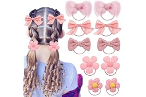 AOZUO Zestaw 10 różowych opasek do włosów z kokardą, urocza elastyczna opaska do włosów z kokardką, kwiatowa opaska do włosów, uchwyt na kucyk, wstążka akcesoria dla kobiet, dziewcząt, małych dzieci