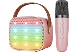 BONAOK Karaoke Microphone for Children, Microphone Machine with Microphone, Wireless, Lettore MP3 Musicale per Ragazze e Ragazzi di 4, 5, 6, 7, 8, 9, 10 Years (Pink)
