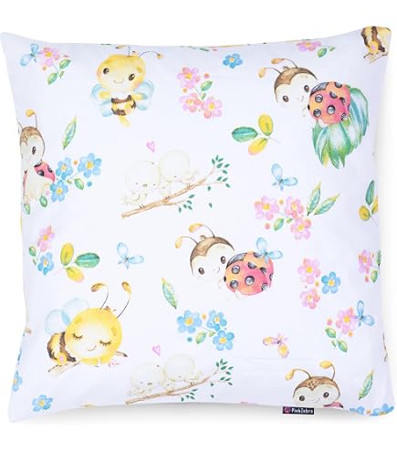 Housse De Coussin Décorative 40x40 Cm Pour Enfant | Coton Bio, Fermeture éclair, Motif Animaux Mignons