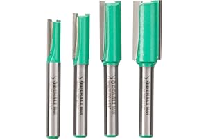 Marca Amazon - Denali Juego de brocas Para fresadora de corte, 4 Unidads, Recto, 1/4" (63 mm), Verde