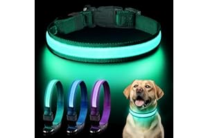 PEWKIM Leuchtend Halsband, Leuchthalsband Hund Aufladbar, LED Halsband Hund, Leuchtband Einstellbar Wasserdicht mit 3 Lichtmodi Hunde leuchthalsband für Kleine Mittlere Große Hunde Nachtspaziergänge