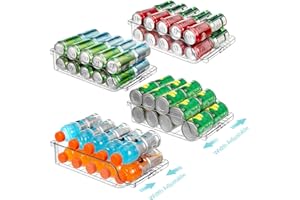 BingoHive 4 Pezzi Organizzatore di Lattine di Soda Regolabile in Larghezza Trasparente per Frigorifero Dispenser di Lattine di Soda Espandibile per Birra Soda Espandi Organizer Cucina Dispensa