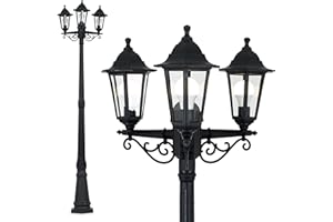 MiniSun | Traditional Victorian Style 2.2m Black 3 Way Outdoor Lamp Post Light | Post Lights, Home Décor & Improvement Essential
